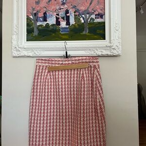 Banana Republic Pink Houndstooth Pencil Skirt